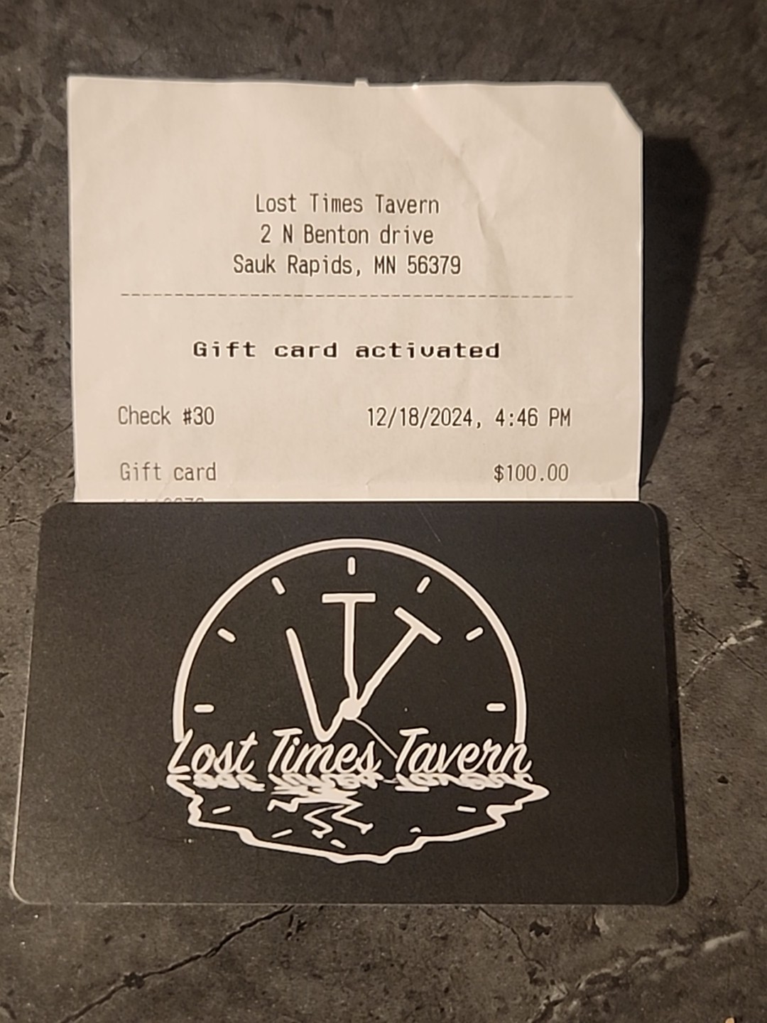Lost Times Tavern Gift Card