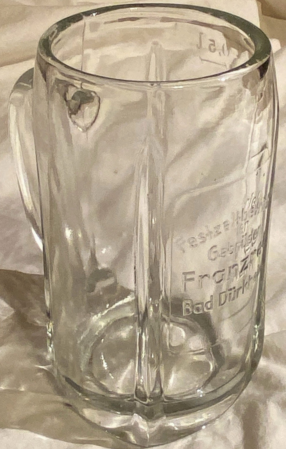 Sächsische Glasfabrik FRANZREB Bad Durkheim GLASS BEER MUG German Bier RARE