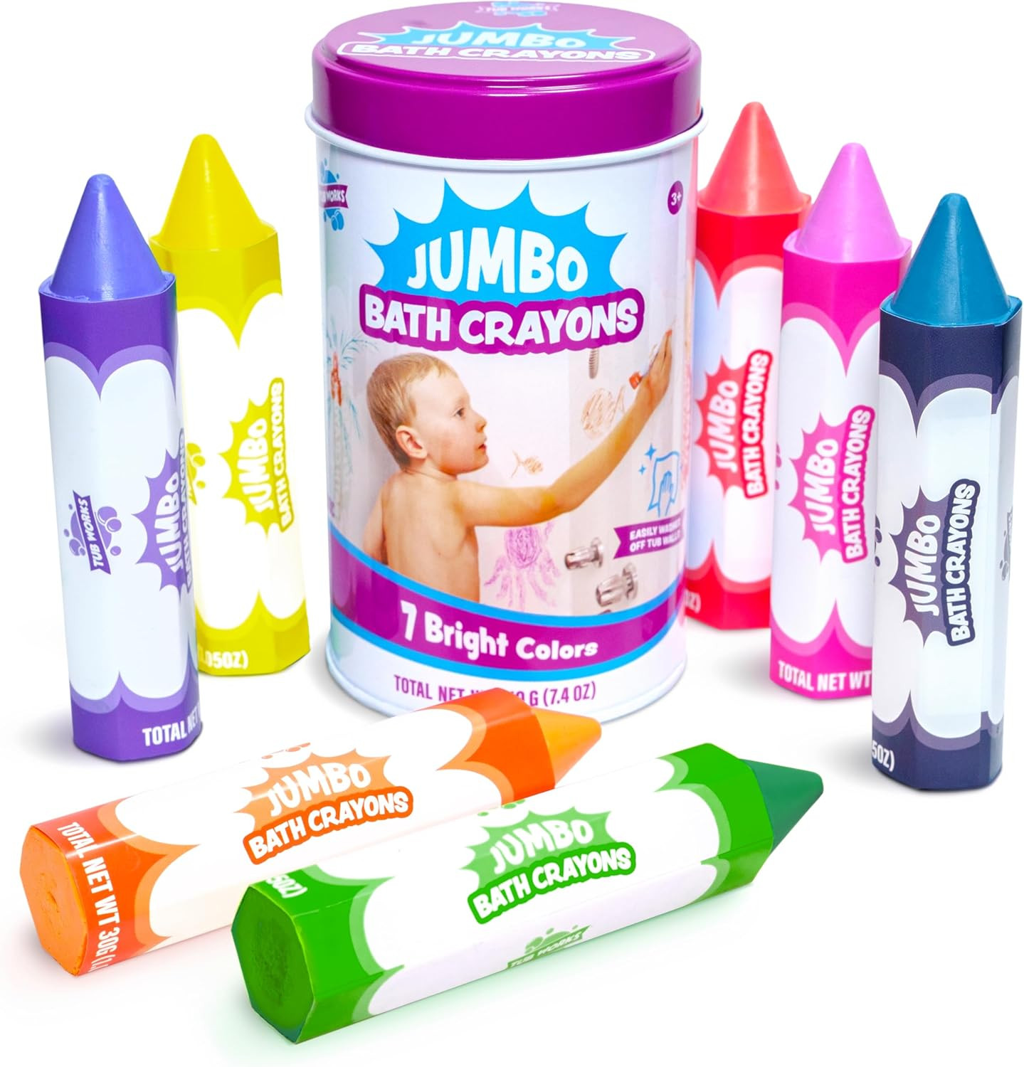 ® Smooth™ Jumbo Bath Crayons Bath Toy | Nontoxic, Washable Bath Crayons for Todd