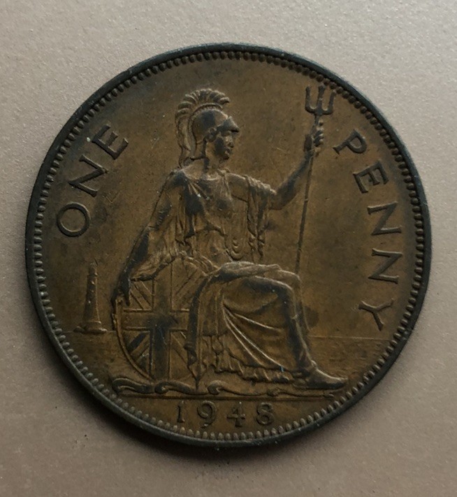 1948 GREAT BRITAIN ENGLAND UK 1 One PENNY GEORGE VI NICE WORLD COIN