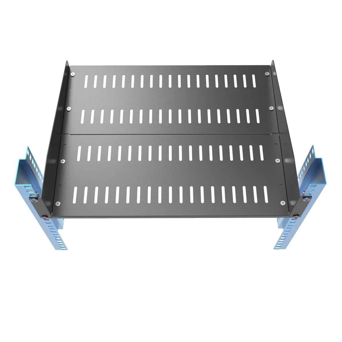 2U14Inch 2U Vented Server Rack Mount Shelf Cantilever Tray 19 Inch Black