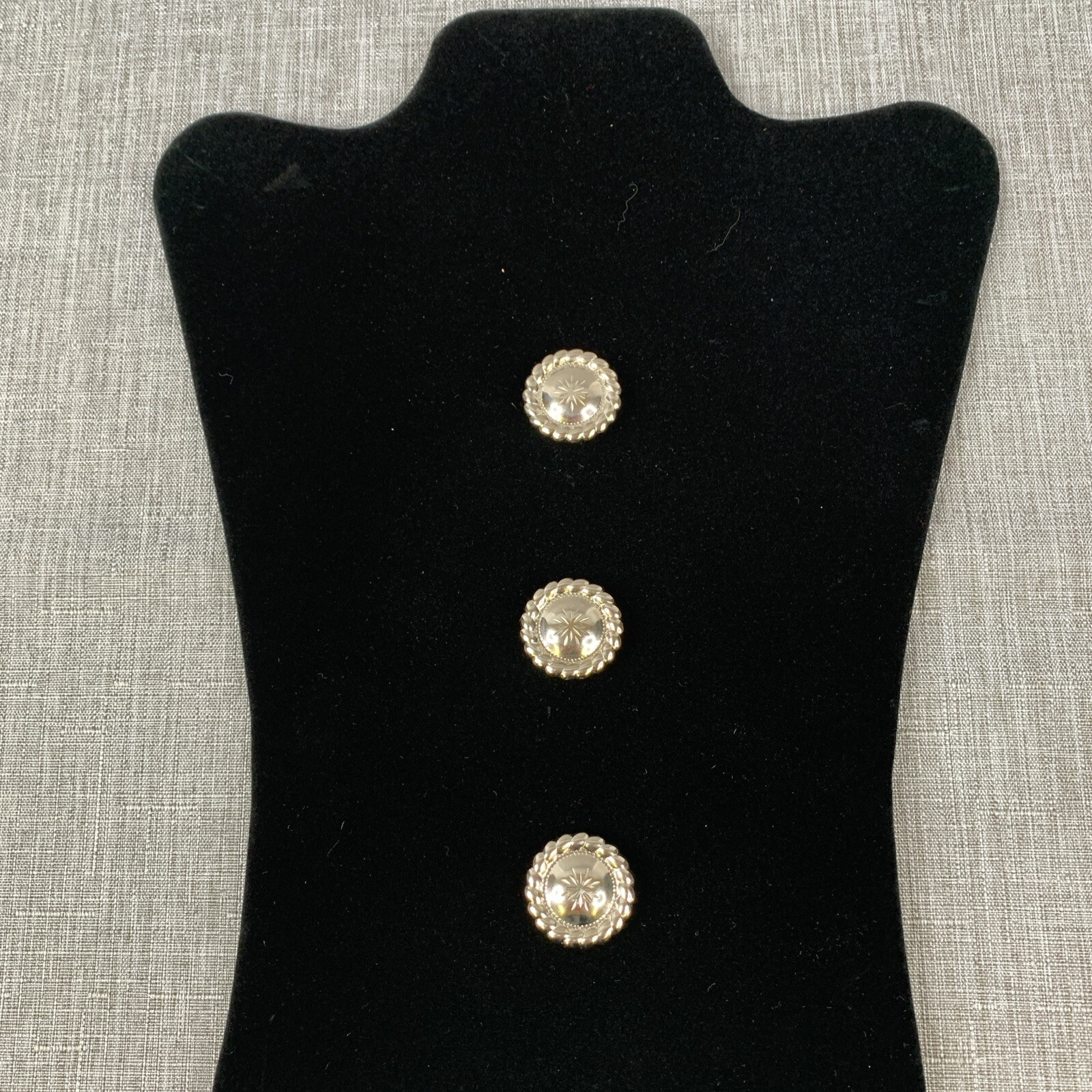 Vintage Round Button Covers (3) Silvertone