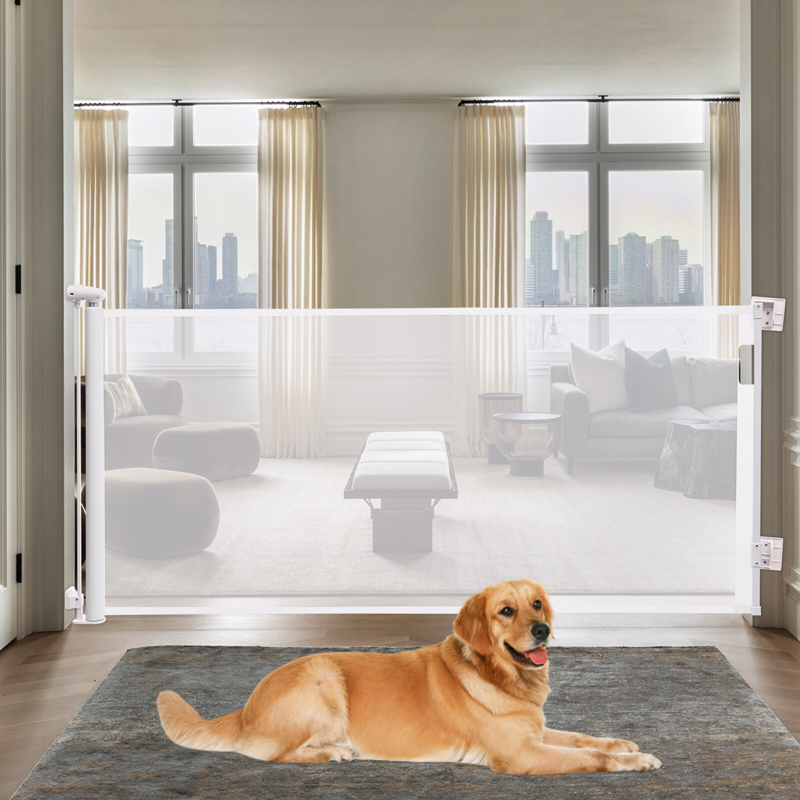 Retractable Gate, Extra Tall Baby Gate, Indoor & Outdoor Retractable Pet Gate