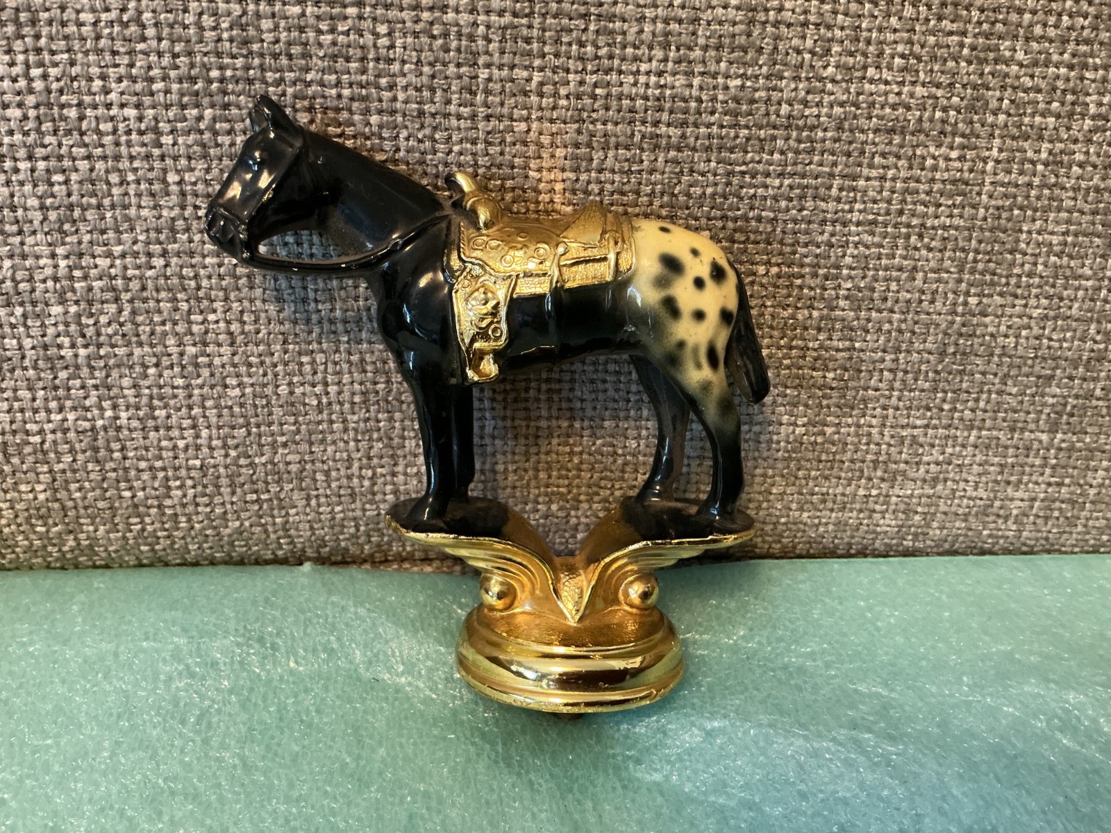 Vintage Horse Trophy Topper, hand painted, solid metal, 5" tall