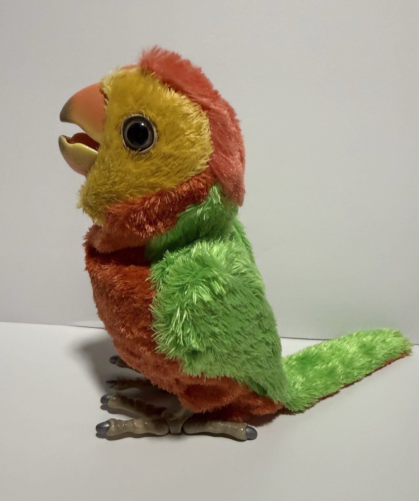 FurReal Friends Baby Bird Parrot Macaw Orange Green 2008 Hasbro Retired Works