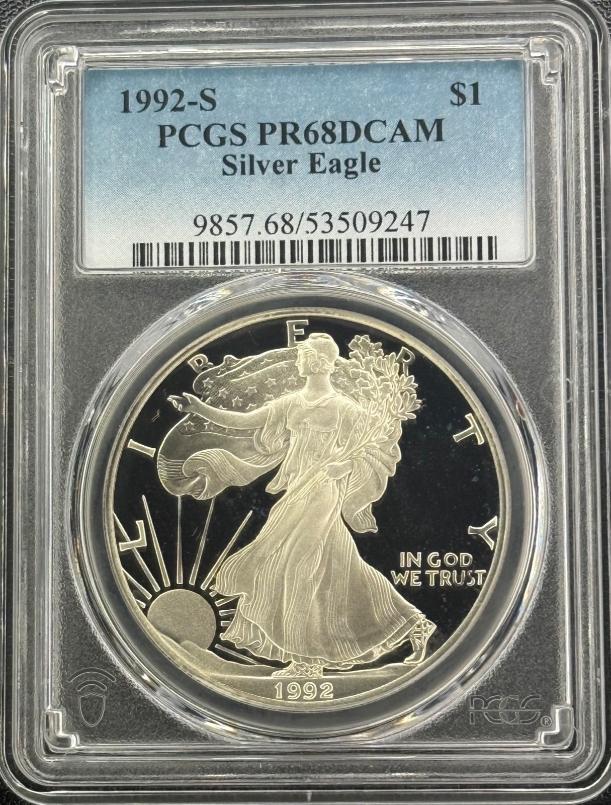 PR68 1992-S DCAM American Silver Eagle PCGS Blue Label