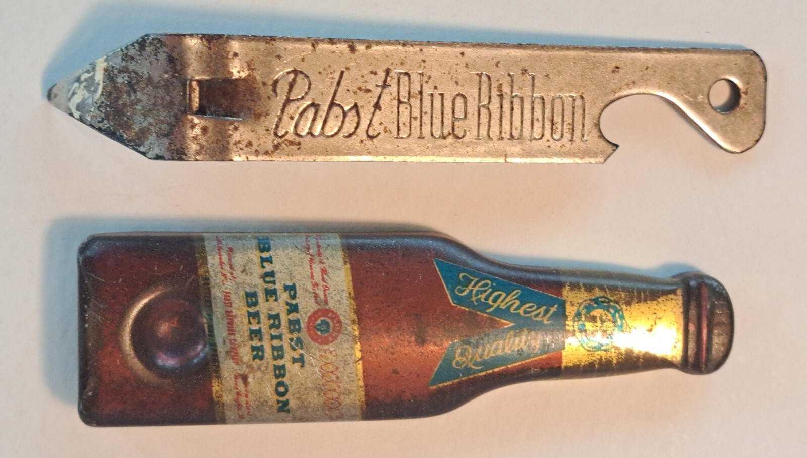 Vintage Pair Pabst Blue Ribbon Beer Bottle Can Openers