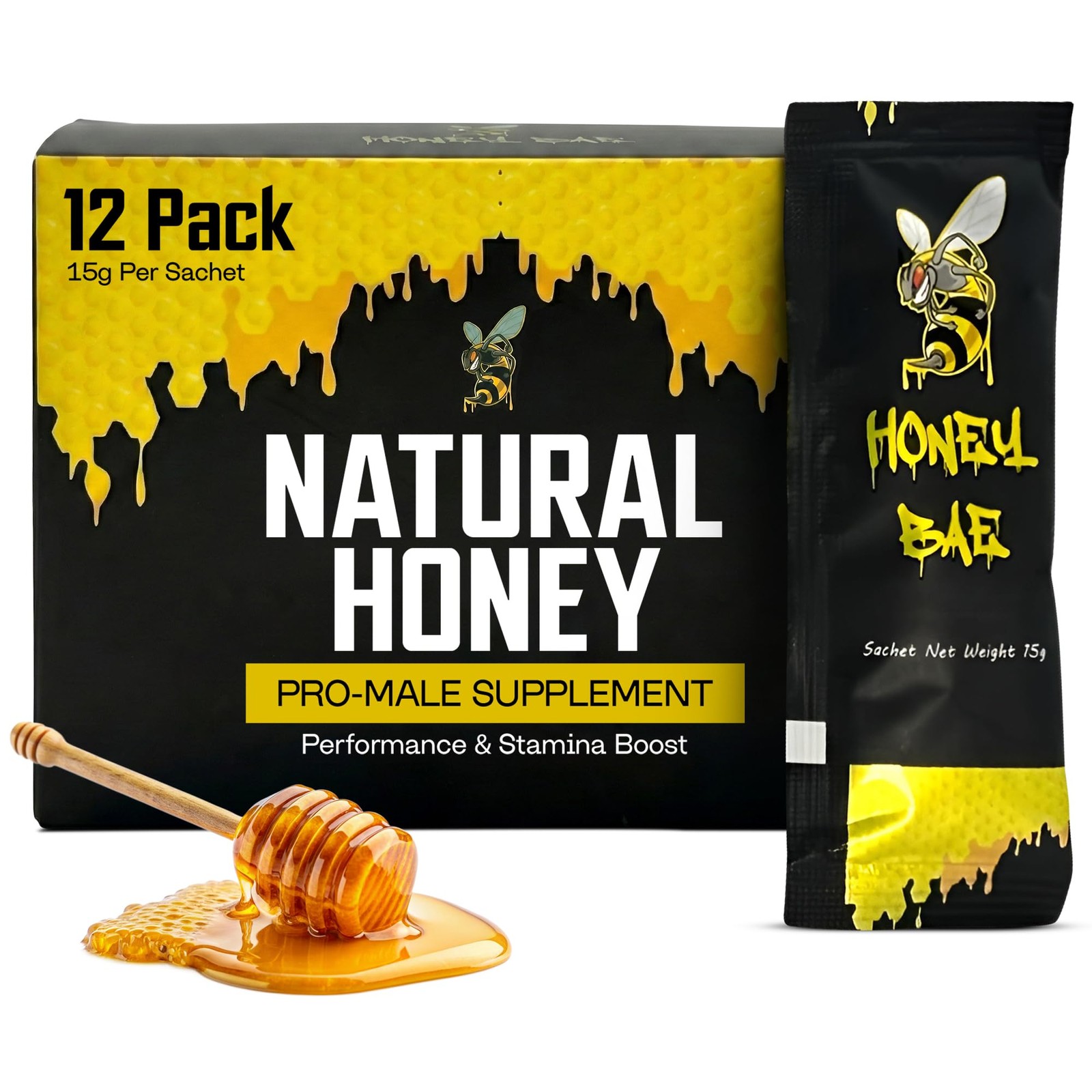Honey Bae Natural Sachets, Herbal Vitality & 1 Ounce (Pack of 12) 