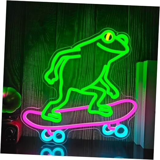 Neon Sign Funny Neon Lights for Wall Decor Dimmable LED Sign Skateboard Frog