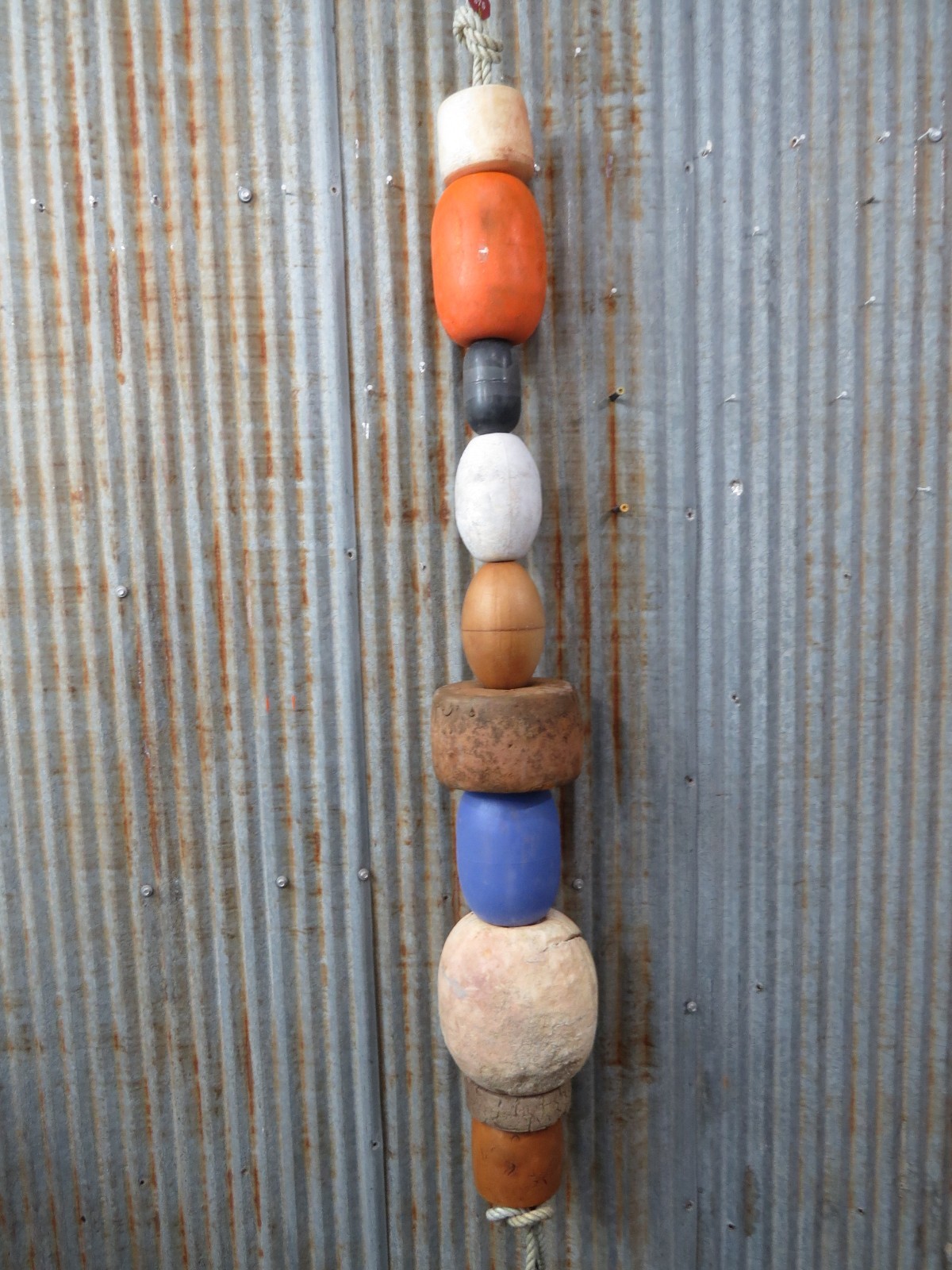 10 Old Fish Net Floats 47 Inches Long Fishing Buoys Bouys Tiki Hut Bar  (SF375)