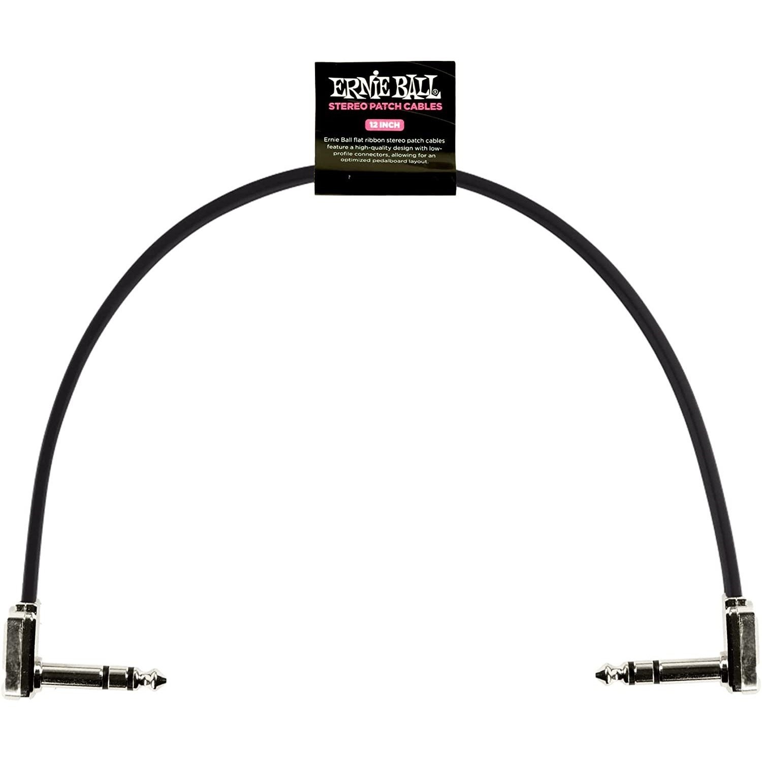 Stereo Guitar Patch Cable 12" Ernie Ball Flat Right Angle Effects Pedal