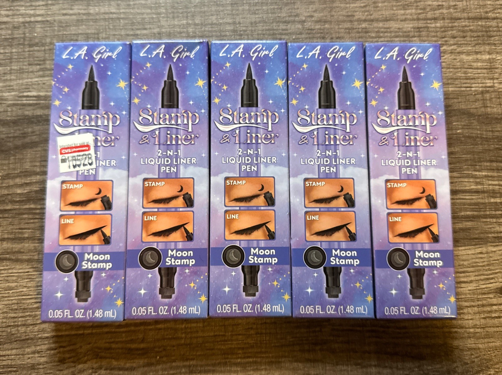 5x L.A. Girl Stamp & Liner, 2-in-1 Liquid Liner Pen, Moon Stamp - 0.034 oz