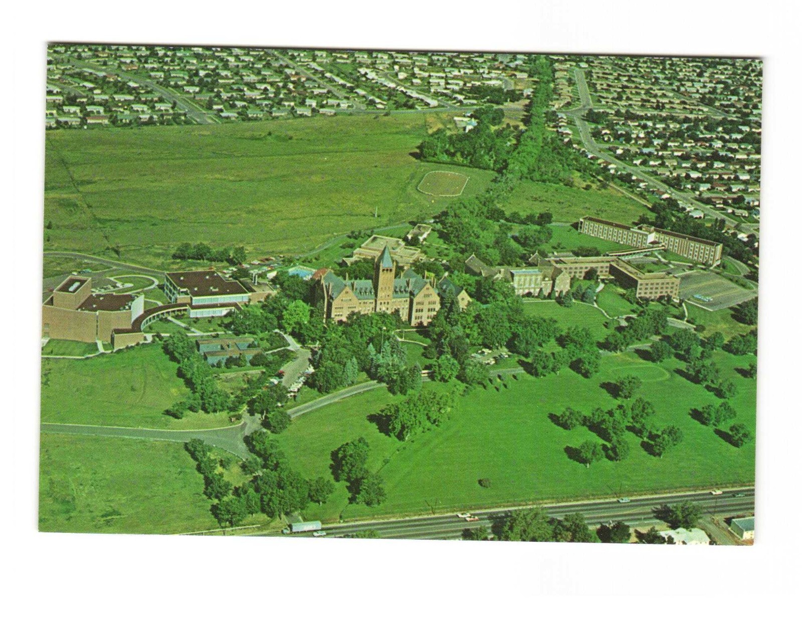 Air view of Loretto Heights College Denver CO vintage postcard unposted