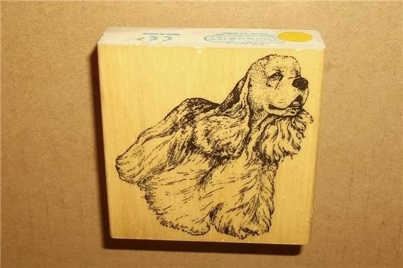 WOOD MOUNT MOUNTED RUBBER STAMP GALLERY COCKER SPANIEL DOG CRAFT STAMPING UNUSED