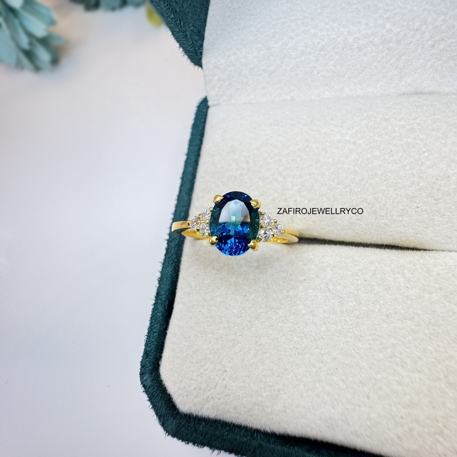 London Blue Topaz Ring, 925 Sterling Silver, December Birthstone, Lab Created