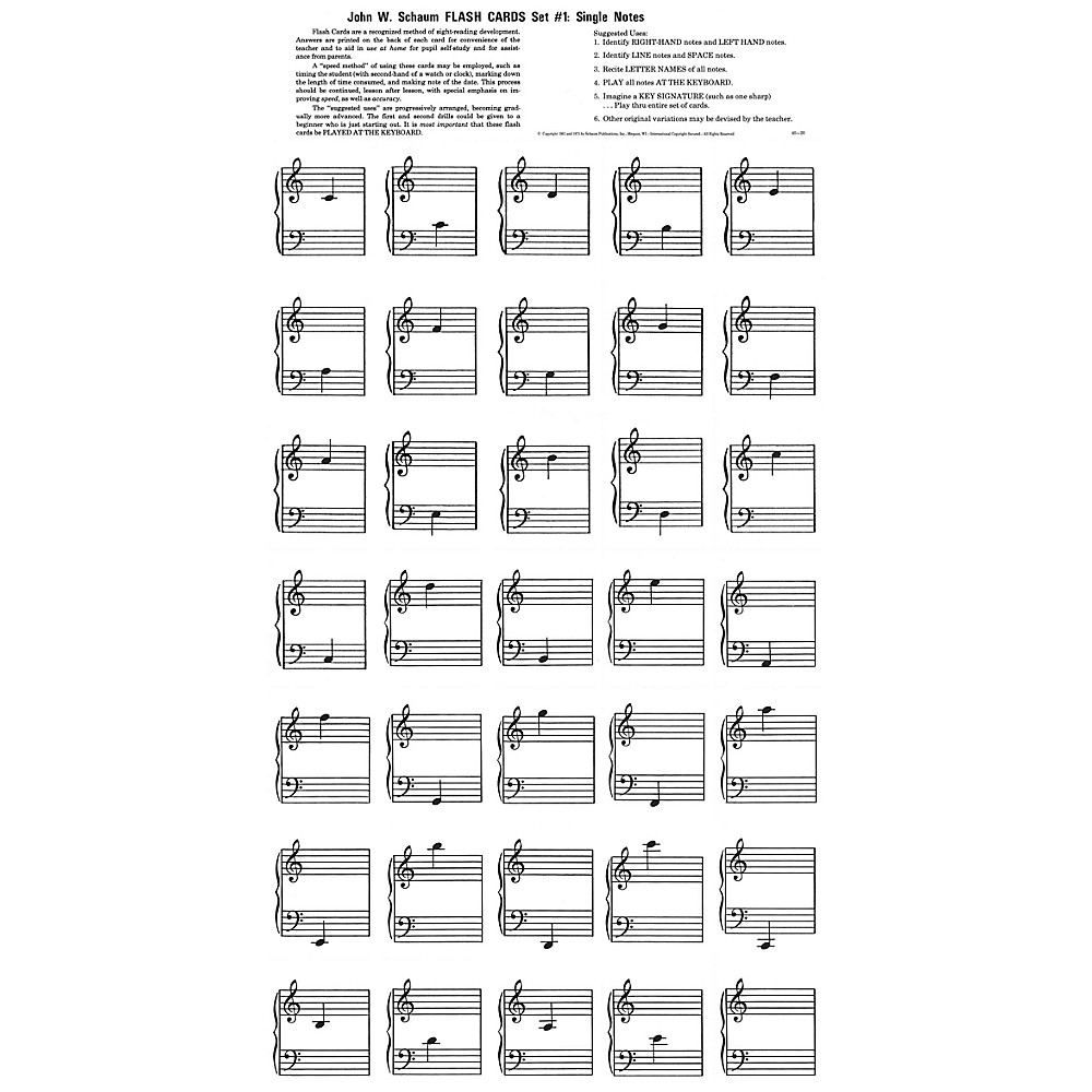 SCHAUM Flash Cards - Set 1 Educational Piano Series Softcover
