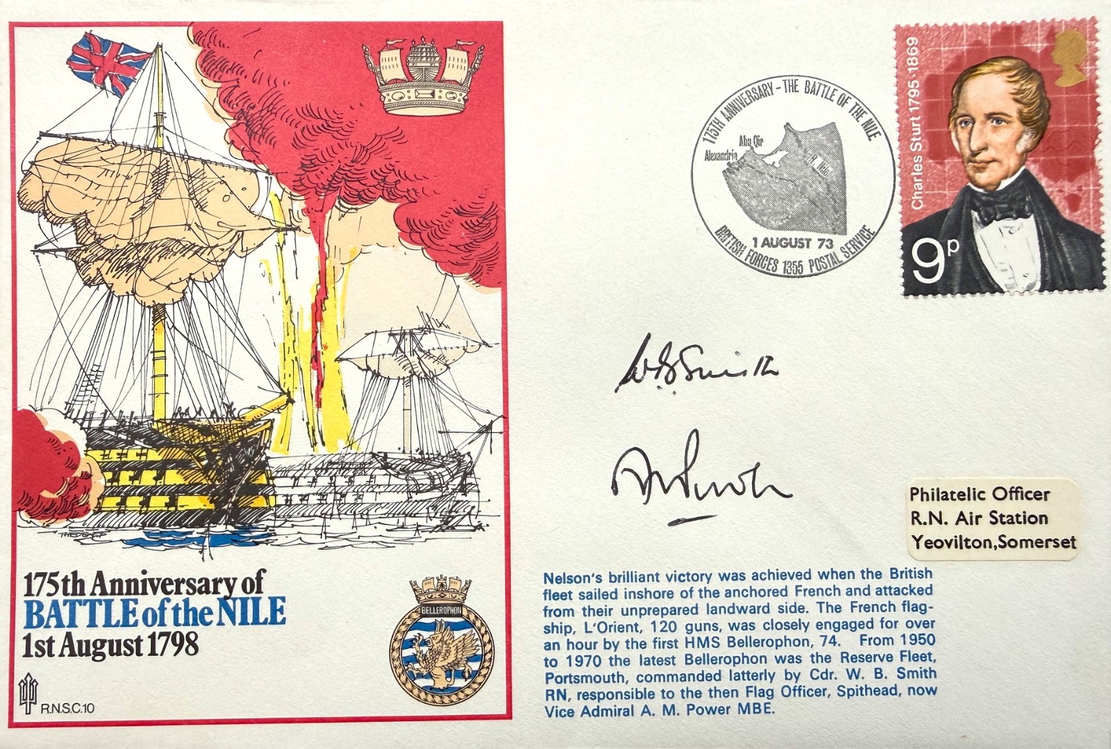 Dual Hand Signed 'Battle Of The Nile' 175th Anniversary FDC First Day Cover