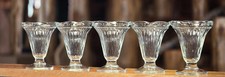 Vintage Ice Cream Sundae Glasses Ribbed Sides Scalloped Rim Set 5 Slight Green