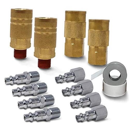 JACO Industrial Quick Connect Air Hose Fittings | Plug & Coupler Kit - 1/4" 
