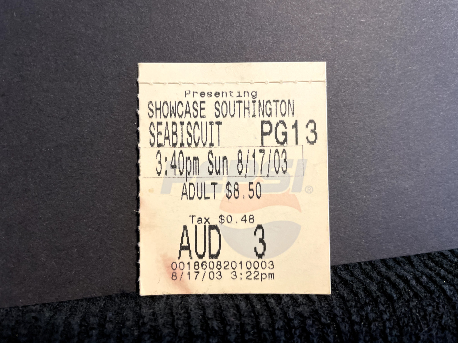 Vintage Movie Ticket Stub Seabiscuit