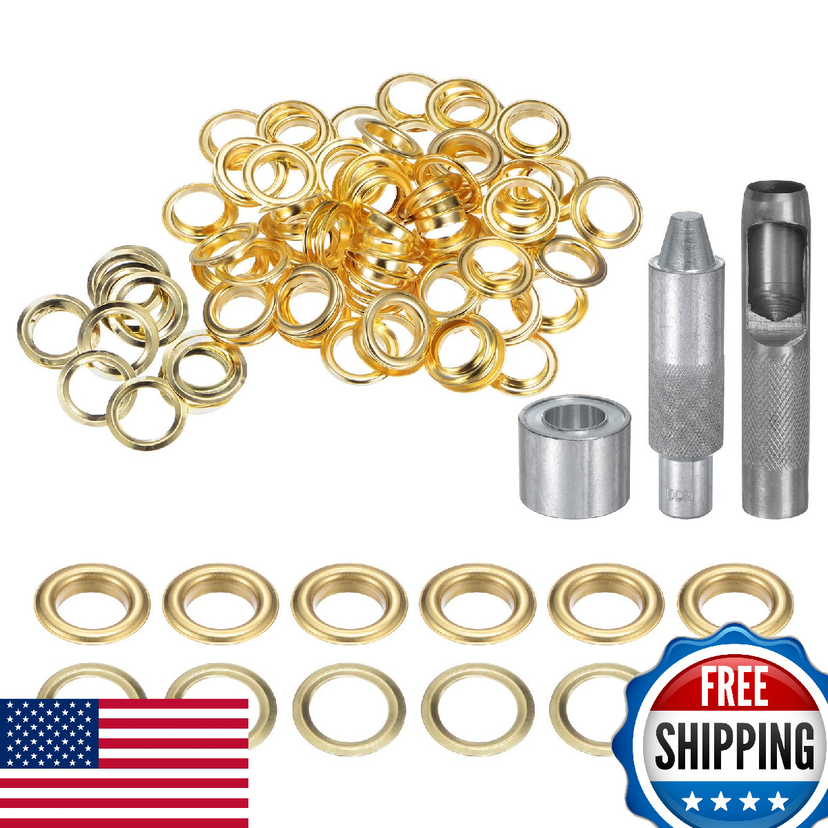 HARFINGTON 100pcs 18mm Copper Grommet Tool Kit Eyelet Set w/ Hole Punch