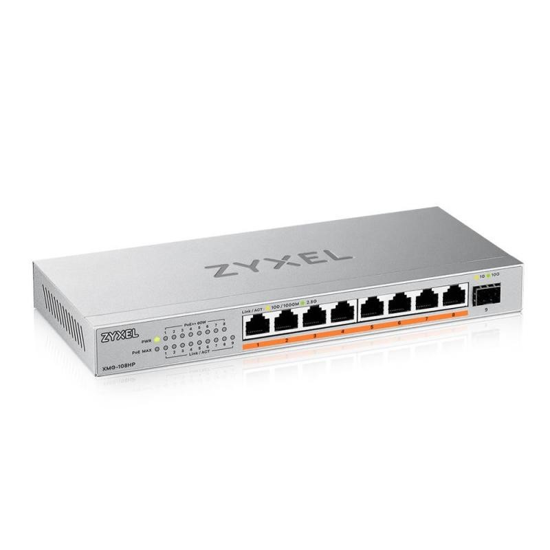 Zyxel XMG-108HP Unmanaged 2.5G Ethernet (100/1000/2500) Power over Et Support