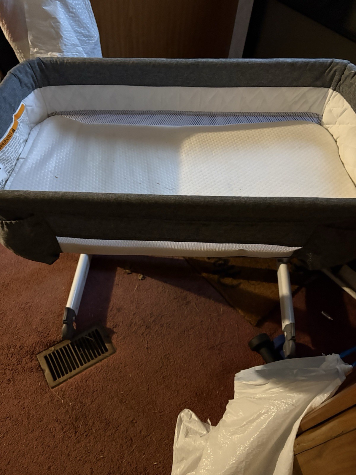 Baby Delight Convertible Bedside Sleeper Gray Height Adjustable Portable Mesh
