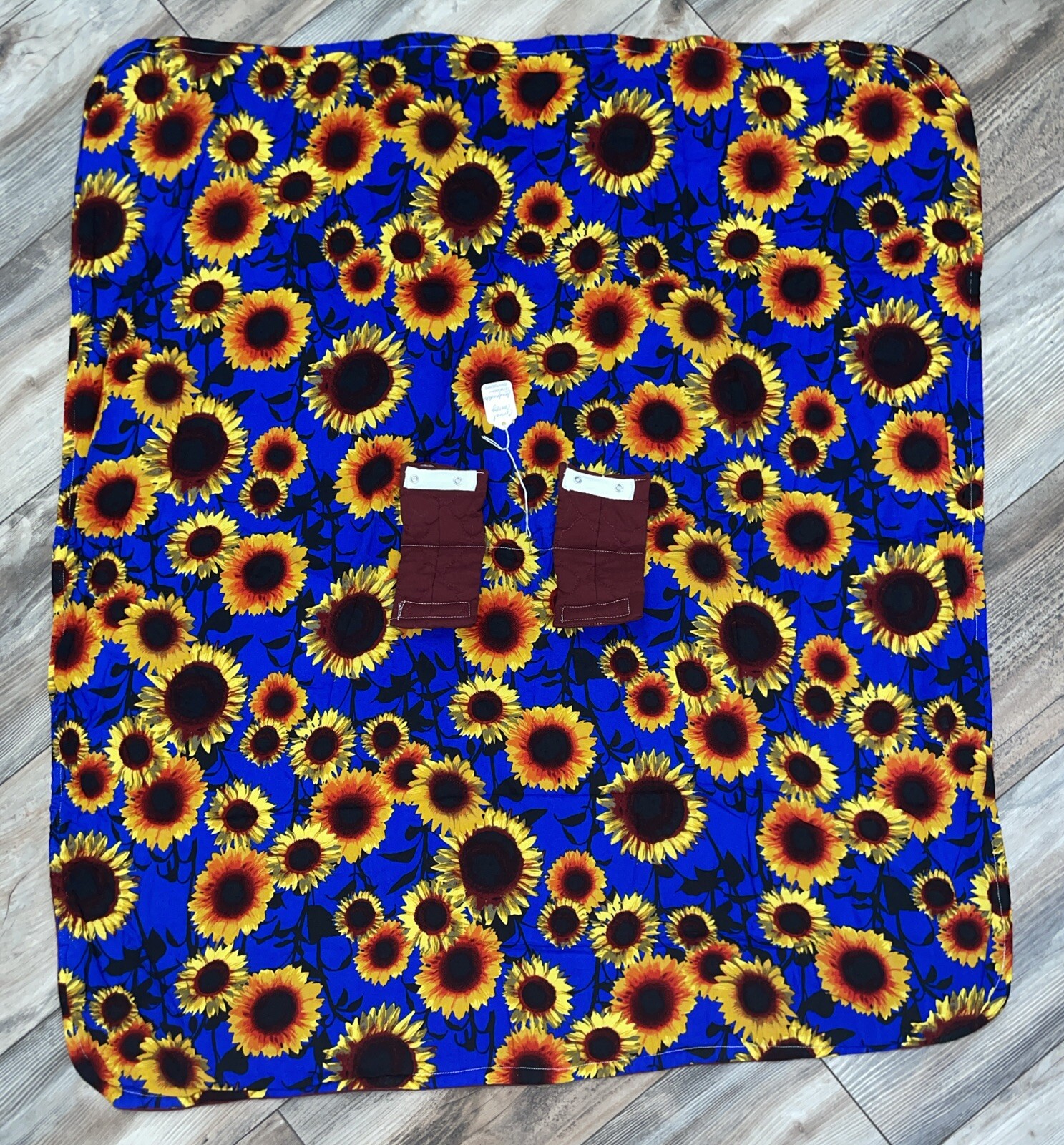 **Handmade Baby Infant Car Seat Canopy-Cover Floral Blue Sunflower