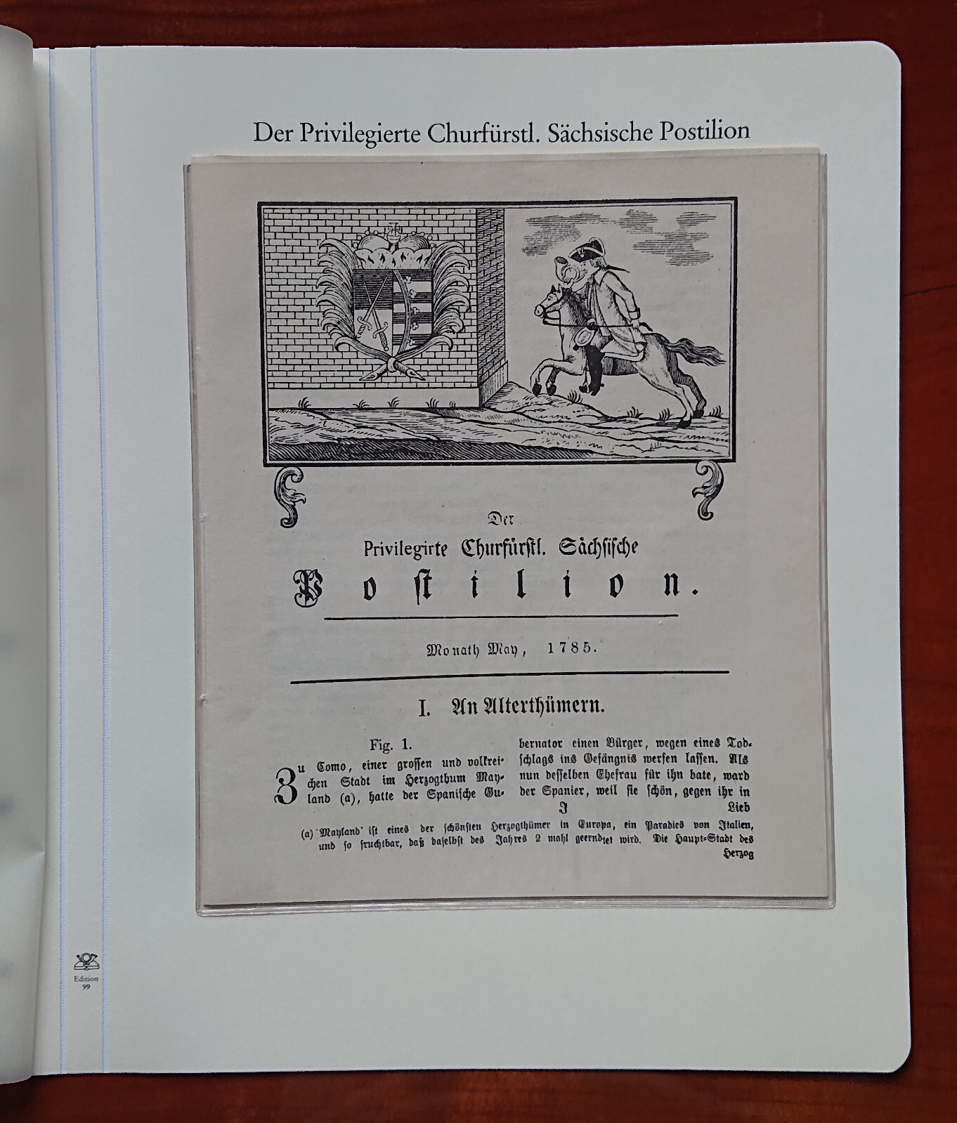 Form sheet Privileged Elector of Saxony Postilion 1785 Reprint