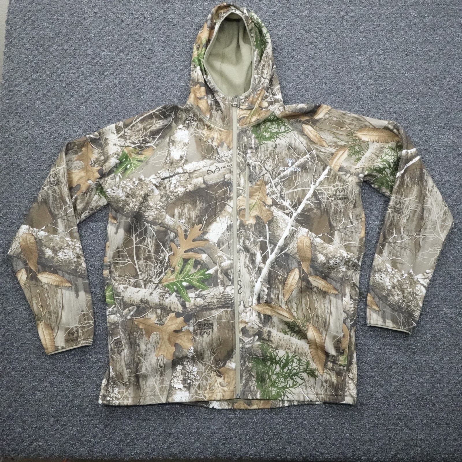 Kings Jacket Mens XL Camouflage Raglan Sleeve Hunting Realtree Edge Hoodie