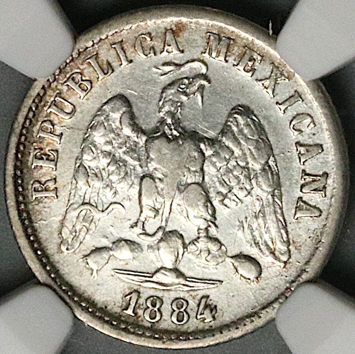 1884-Ho NGC AU Mexico 10 Centavos Hermosillo MintRare Coin POP 1/0 (24081401C)