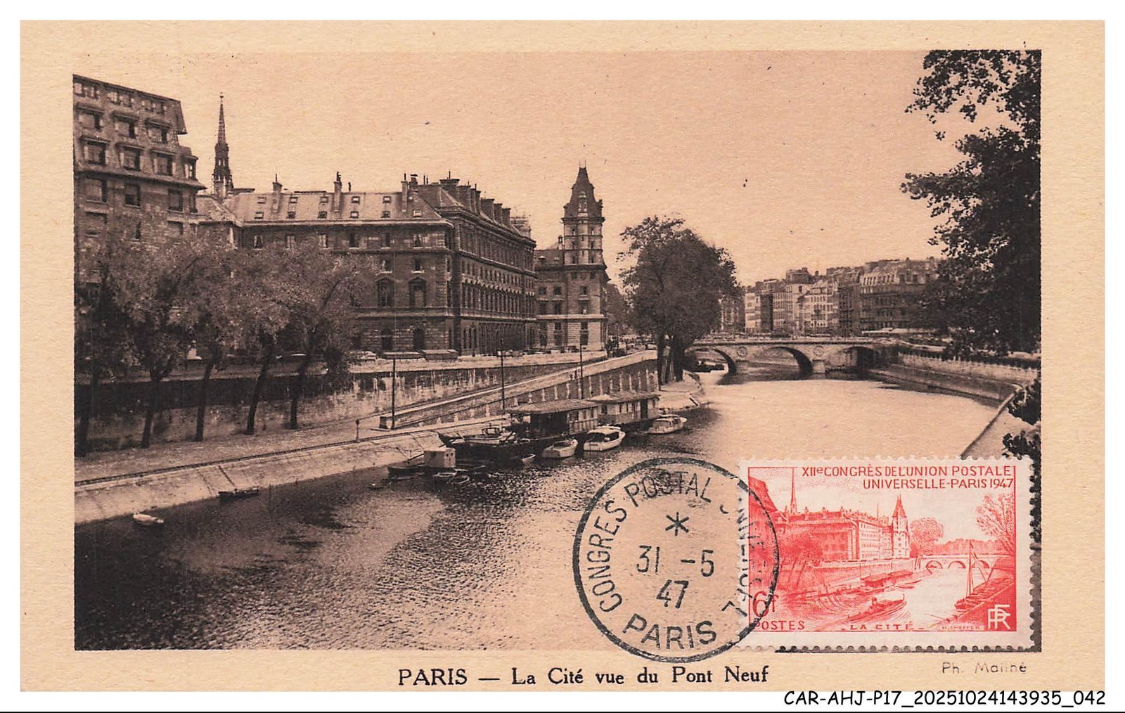 CAR-AHJP17-0798-CARTE-MAXIMUN - Paris - the City View From Bridge New - 1947