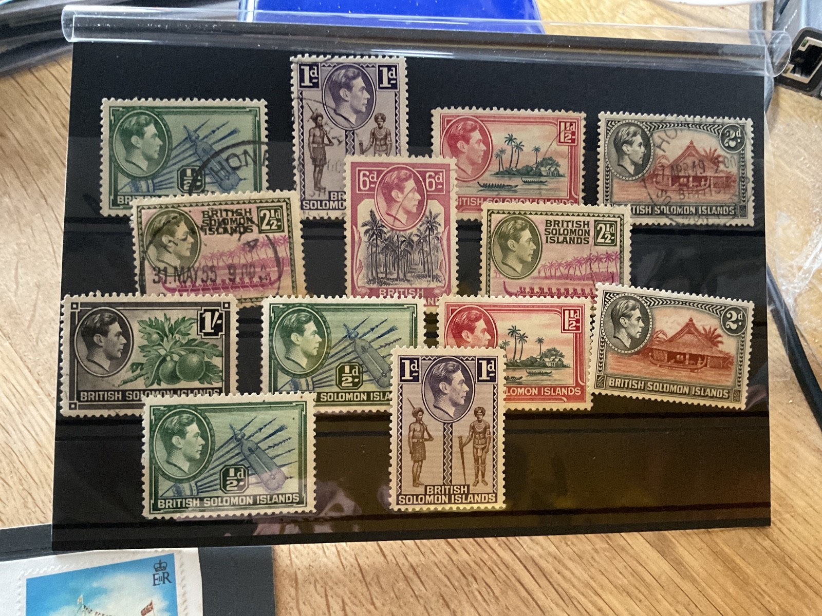 British Solomon islands mounted mint or used stamps on 2 cards B3055