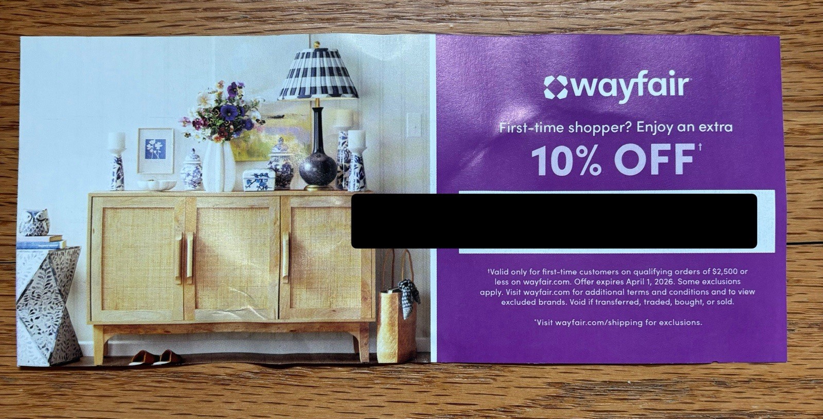 Wayfair 10% Off First Time User
