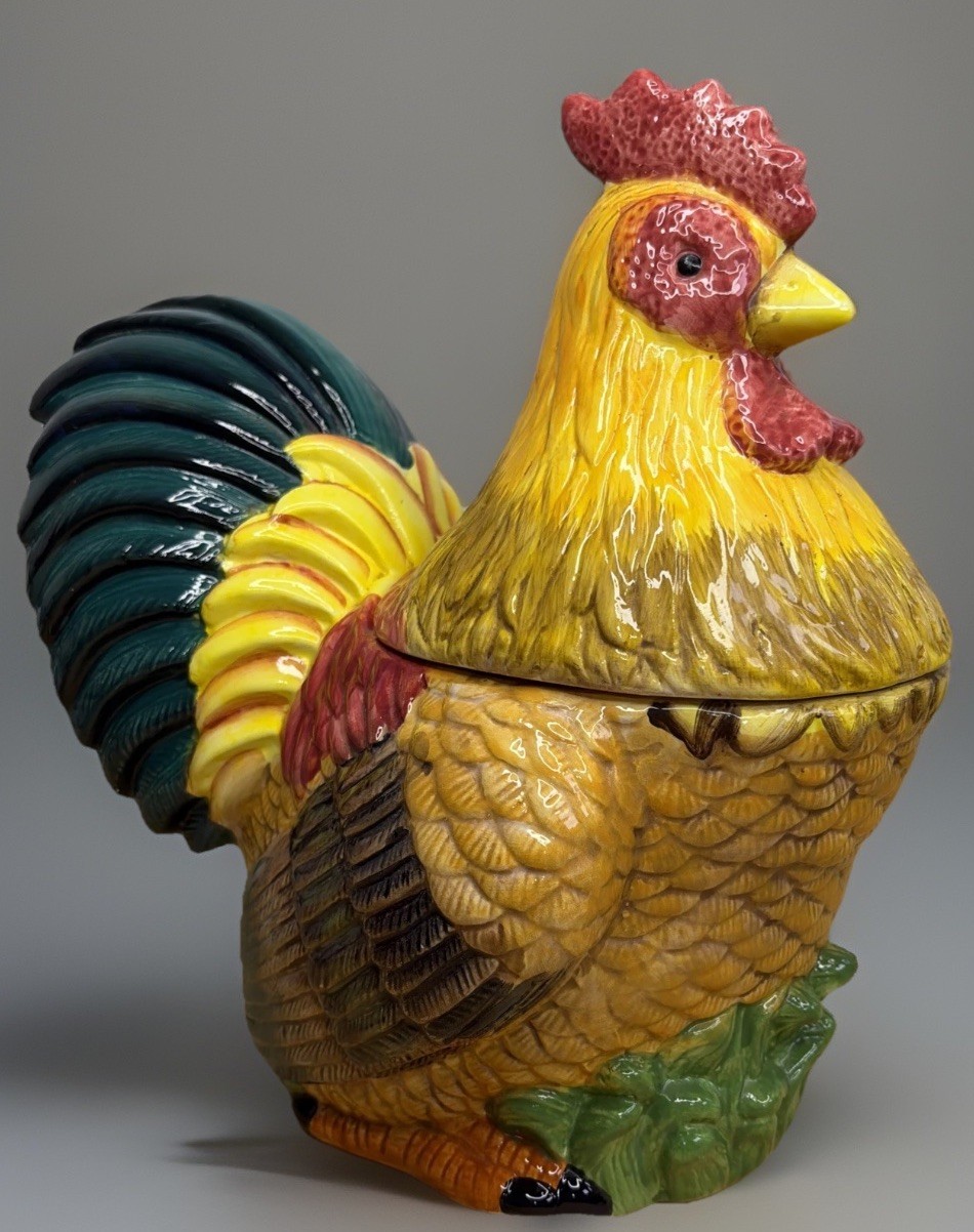 Colorful Rooster Cookie Jar Farmhouse Country Kitchen Chicken Storage Canister