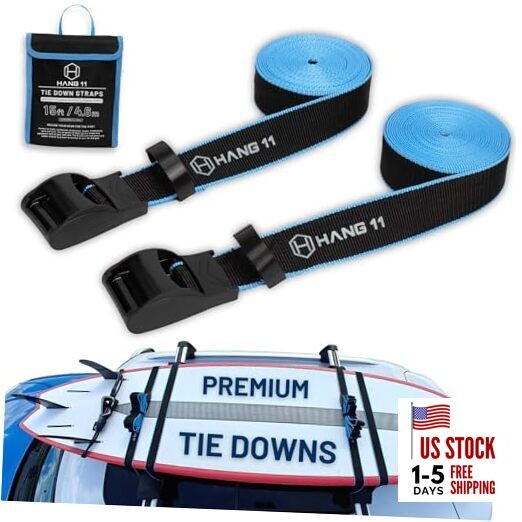  Surfboard Tie Down Straps for Roof Rack, Extra Long (15ft) & Wide (1.5"), No 