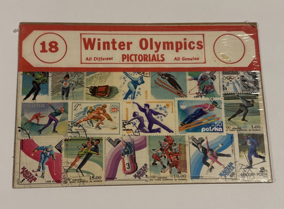 VINTAGE WINTER OLYMPICS - I976, 1980, 1984, 1988 -LOT OF 18 STAMPS IN SHRINKWRAP