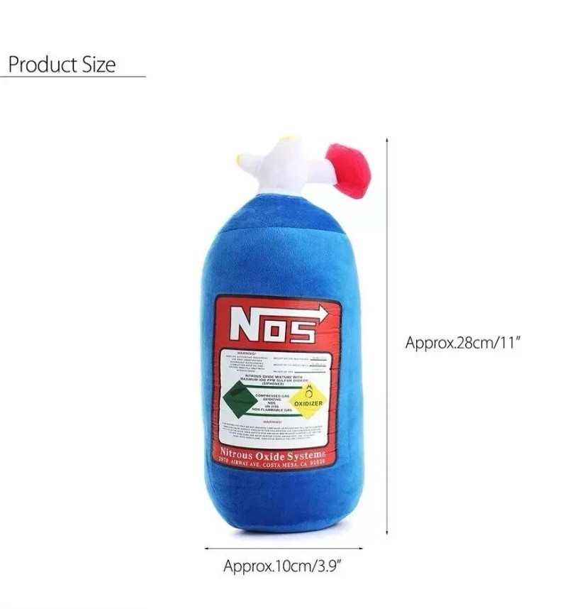 Nitrous Oxide NOS Plush Toy Bottle Neck Pillow NEW