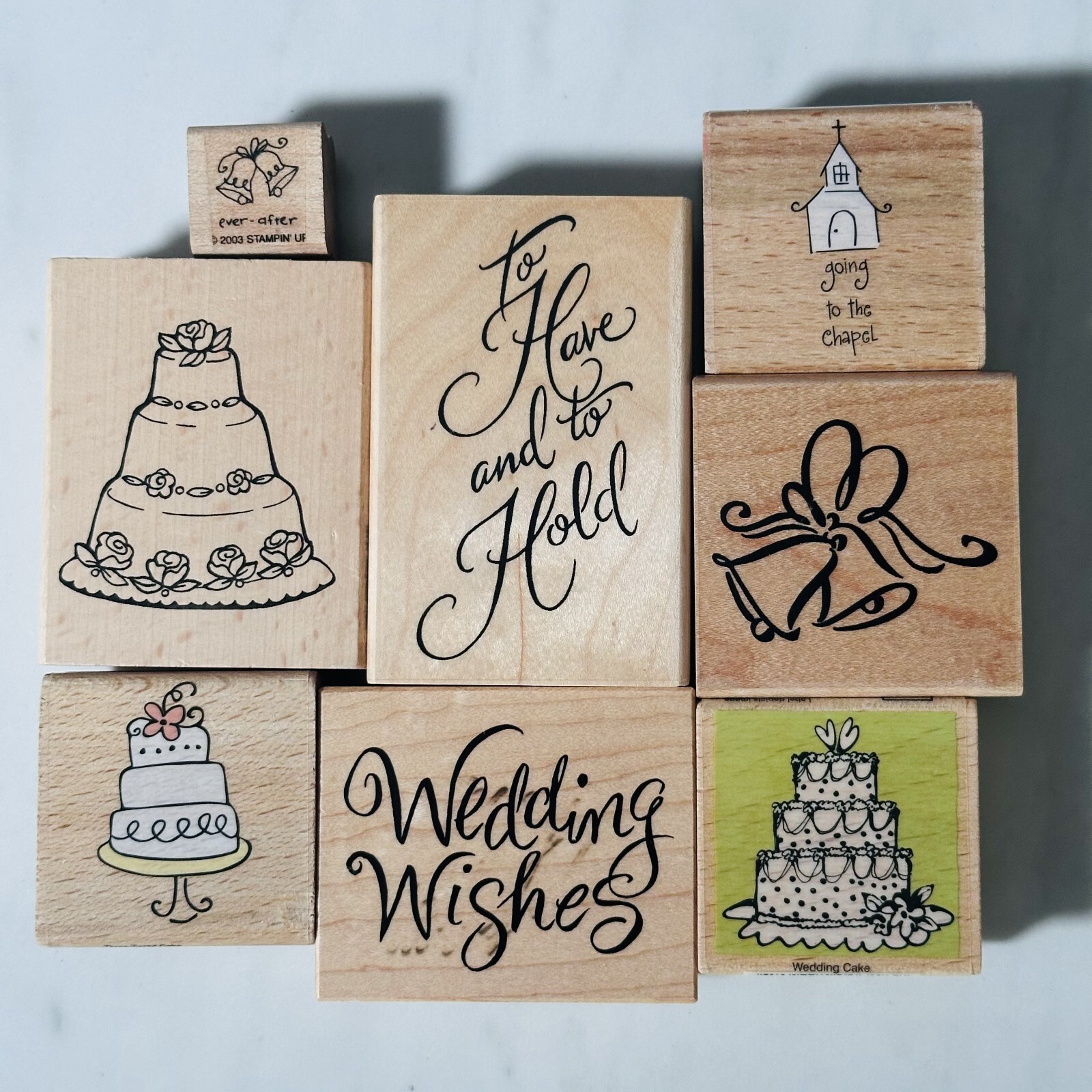 Lot of 8 - Wood Rubber Stamps - Wedding - Mixed Brands