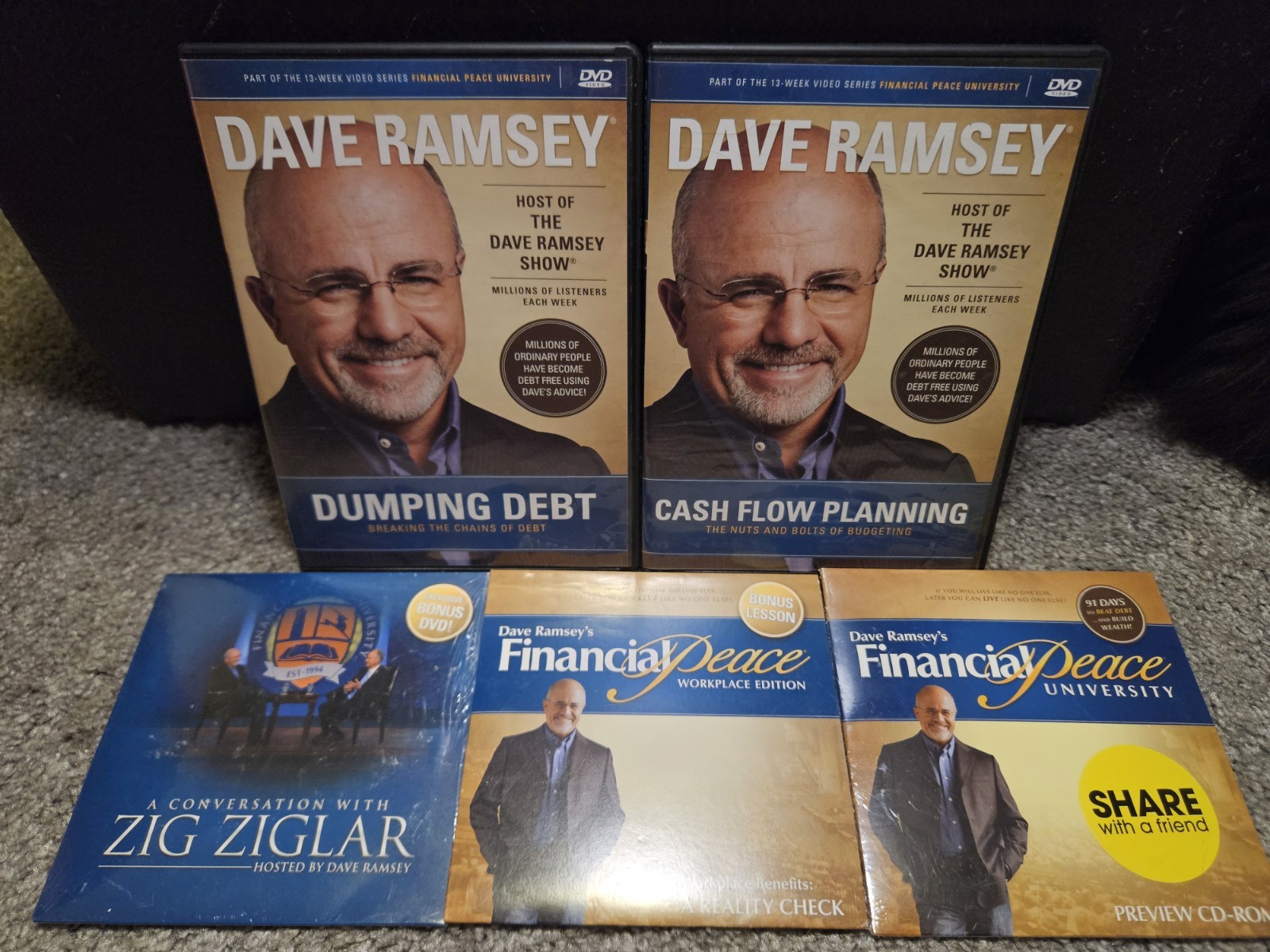 Dave Ramsey Show Lot Of 5 DVD/CD Financial Wellness Lessons