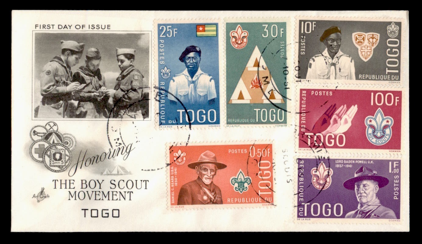 DR WHO 1961? TOGO FDC BOY SCOUTS ANIV CACHET COMBO 100F w24574