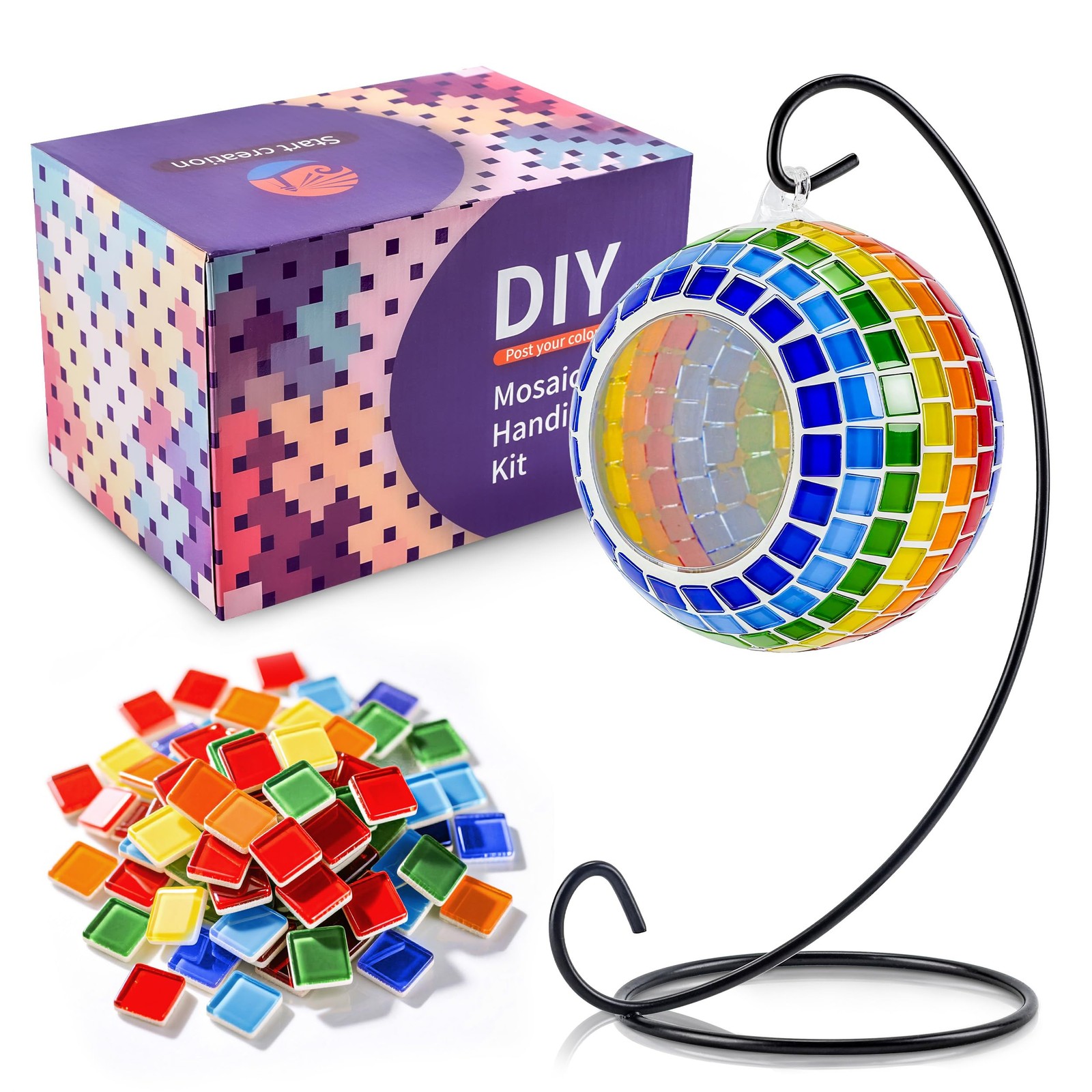 DIY Mosaic Candle Holder Kit Mosaic Kits for Adults Stained Glass Tealight Ha...