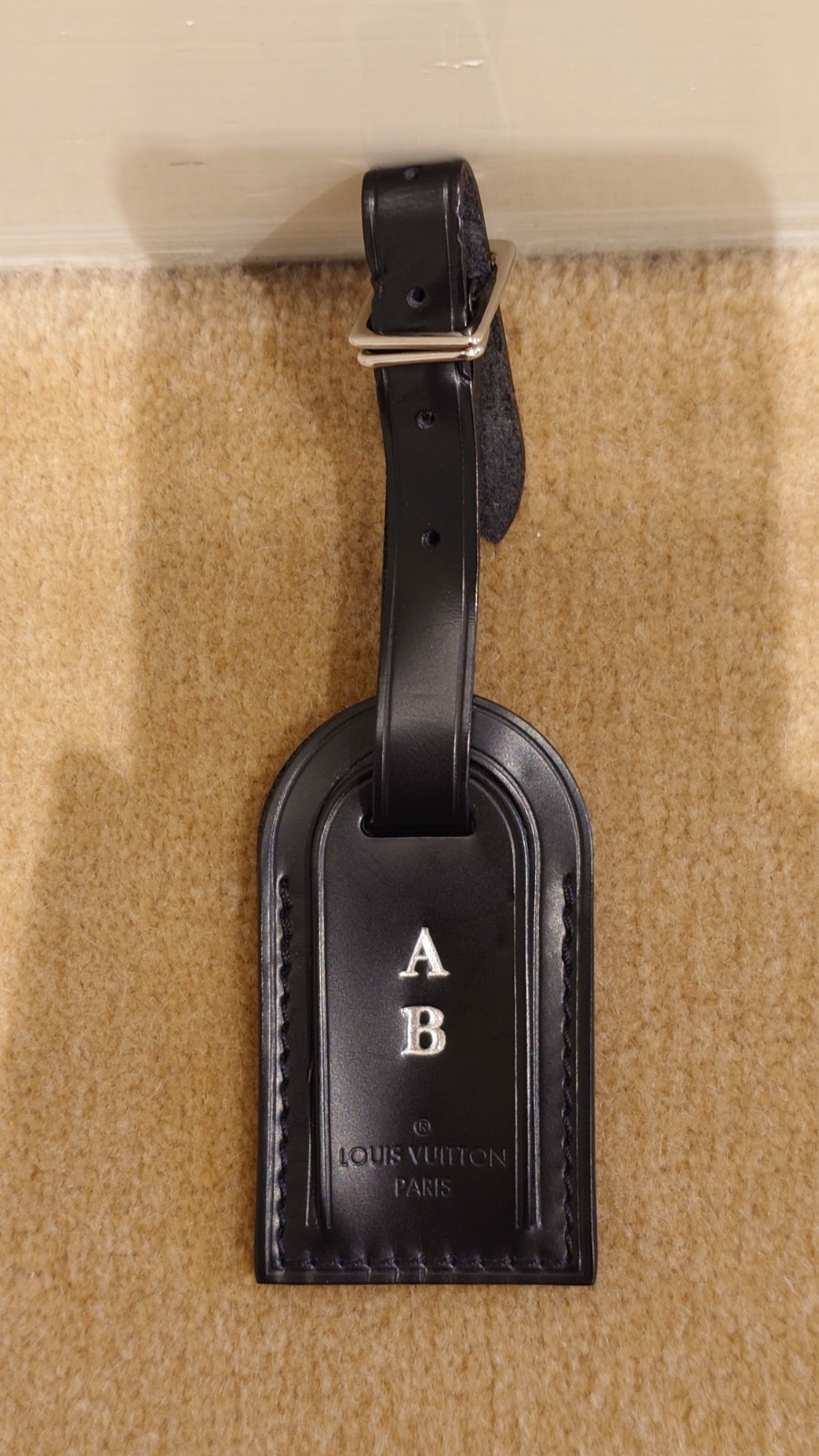 Louis Vuitton Graphite Leather Luggage Tag Monogrammed AB