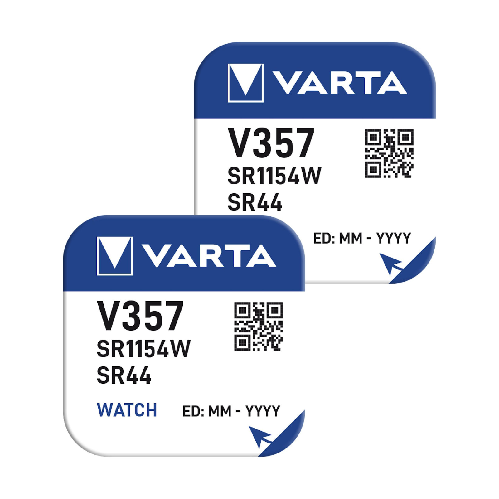 2 Varta 357 SR44SW Battery Silver 1.55V Button Cell Watch