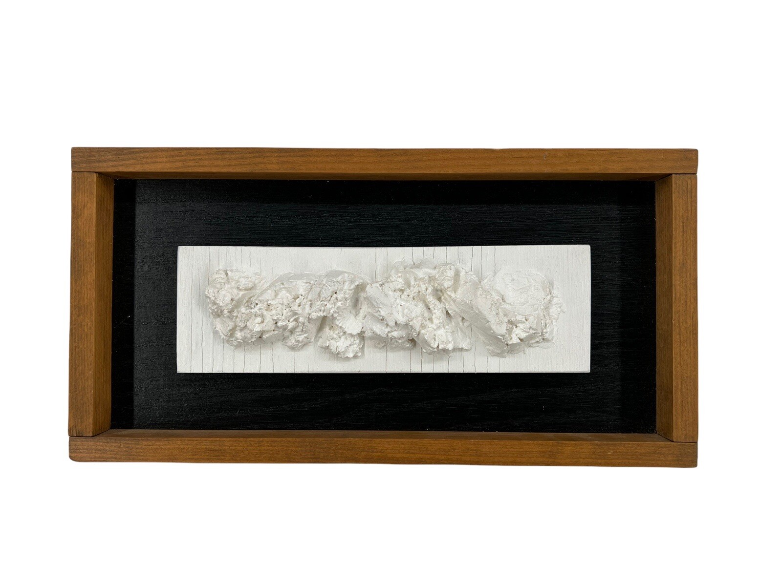 Vtg Organic Framed Textured Art Wood Framed Shadowbox Modernist Artwork 70s