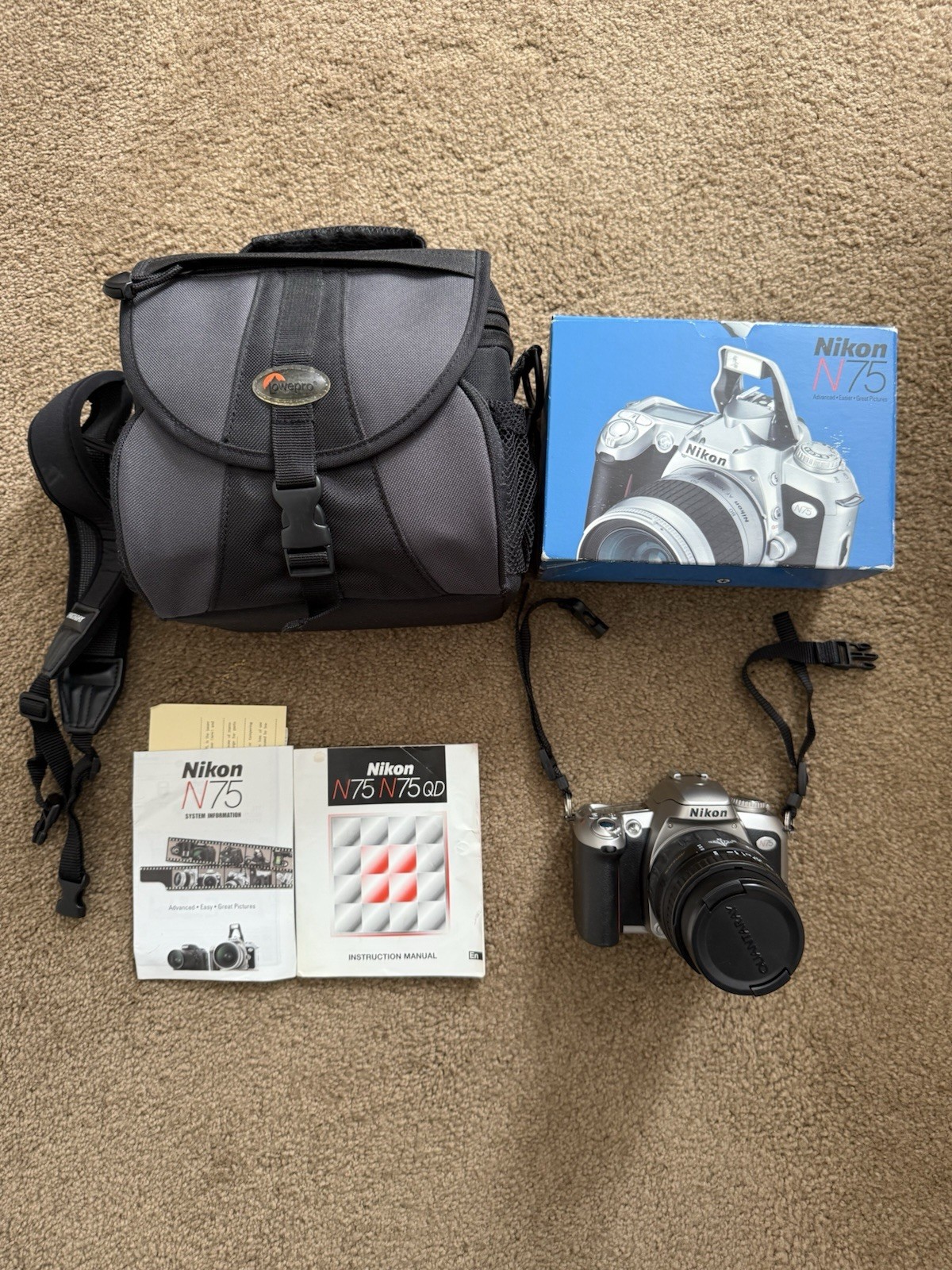 Nikon N75 Camera with Original Box and Carry Case with Manuals 