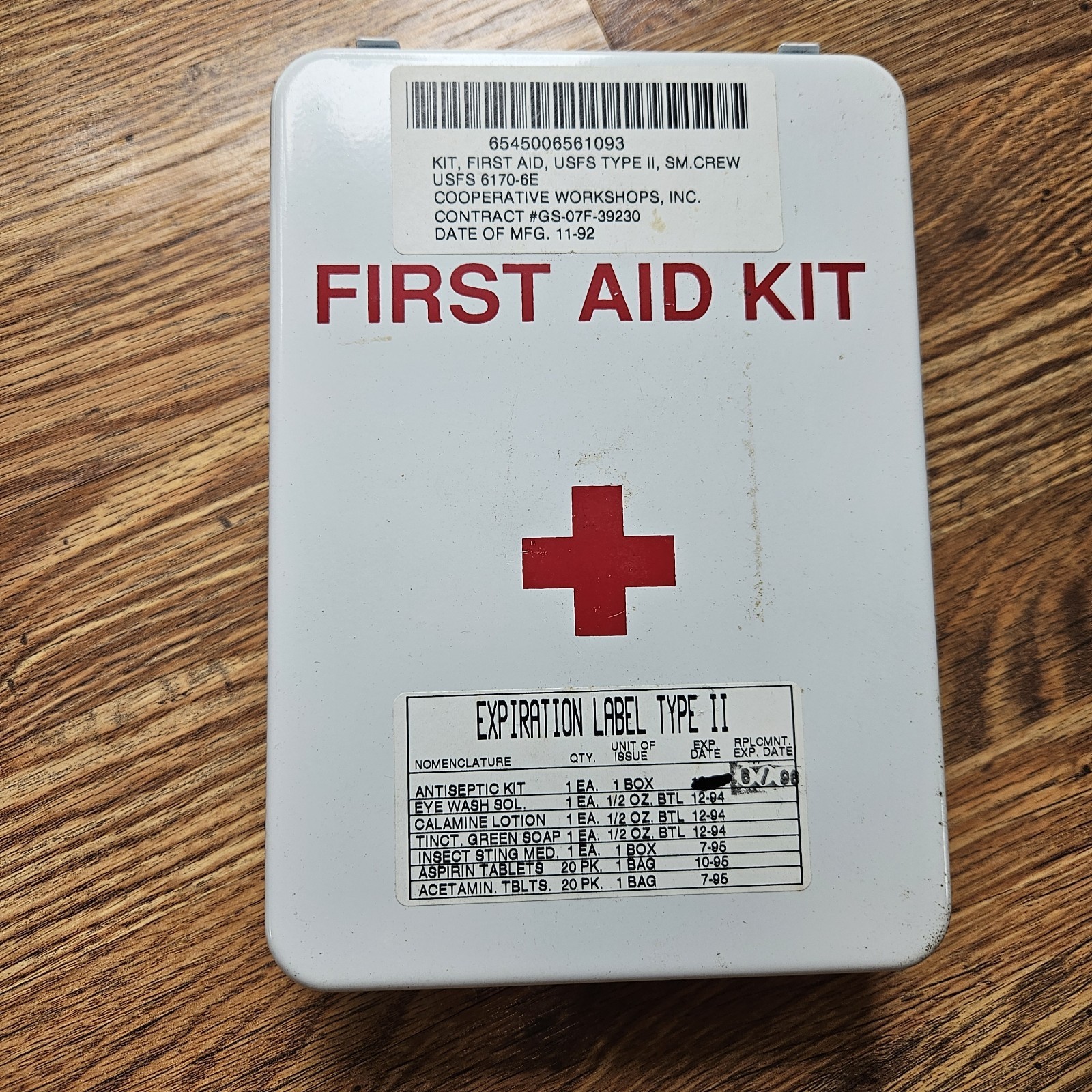 Vintage First Aid Kit Medical Cabinet Official USFS & USDA Issued Metal Kit 1996