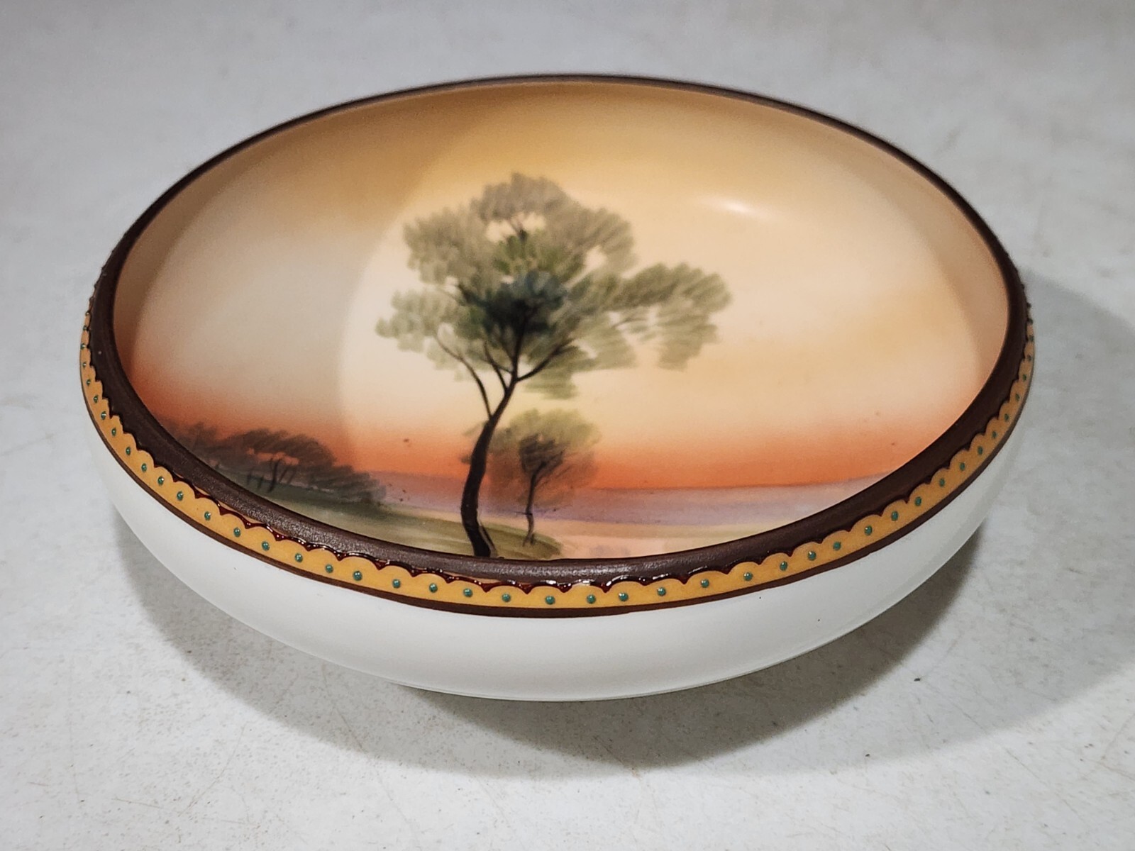 Antique Hand Painted Nippon Footed Landscape Bowl