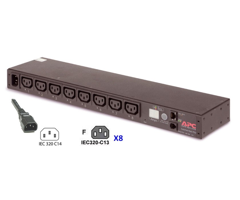 APC Rack PDU 12A/208V, 10A/230V, (8)C13 - Switched - 1U - Rack Mount