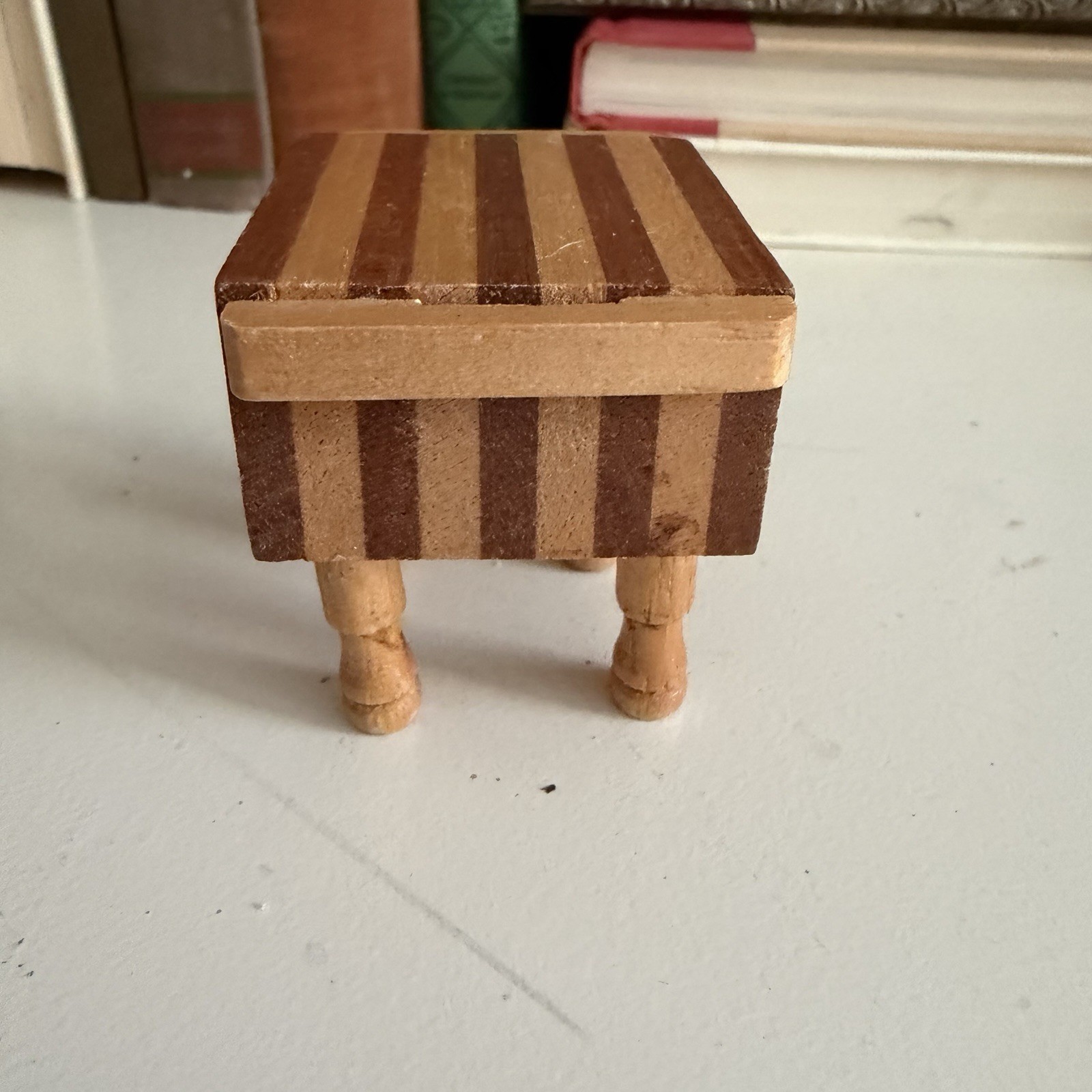 Dollhouse Miniature Small Wood Kitchen Butcher Block Island Table